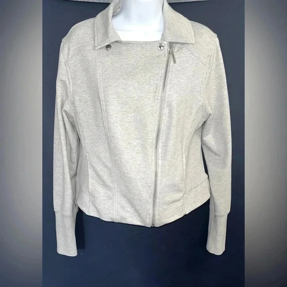 Gray large Halston asymmetrical zipper jacket